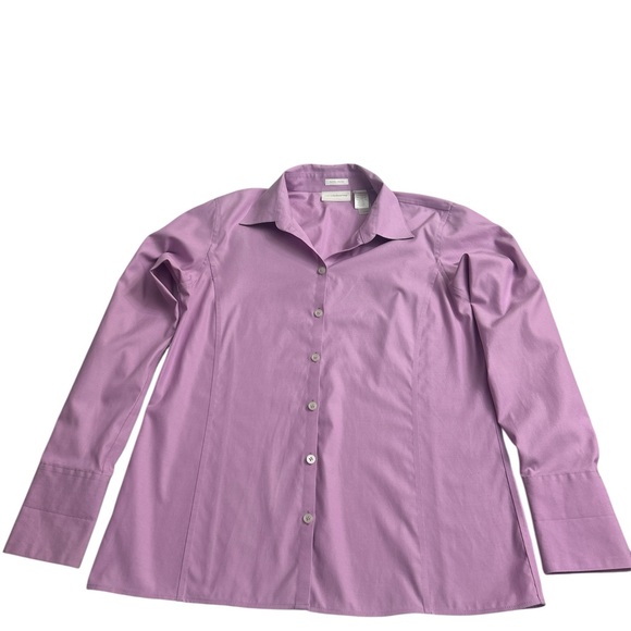 Liz Claiborne 6 Lavender Lilac Button Down Shirt Non-Iron 100% Cotton Purple - Picture 3 of 9